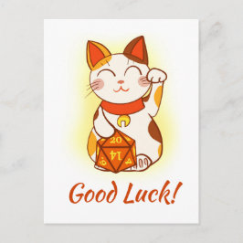 Maneki Neko med D20 RPG Dice Lycka till Vykort