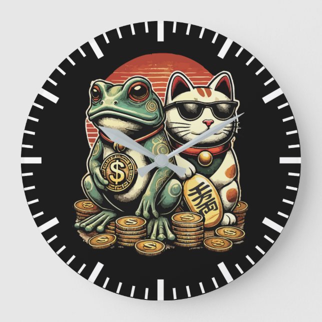 Maneki Neko och Jin Chan - Tur och välstånd Stor Klocka (Framsida)