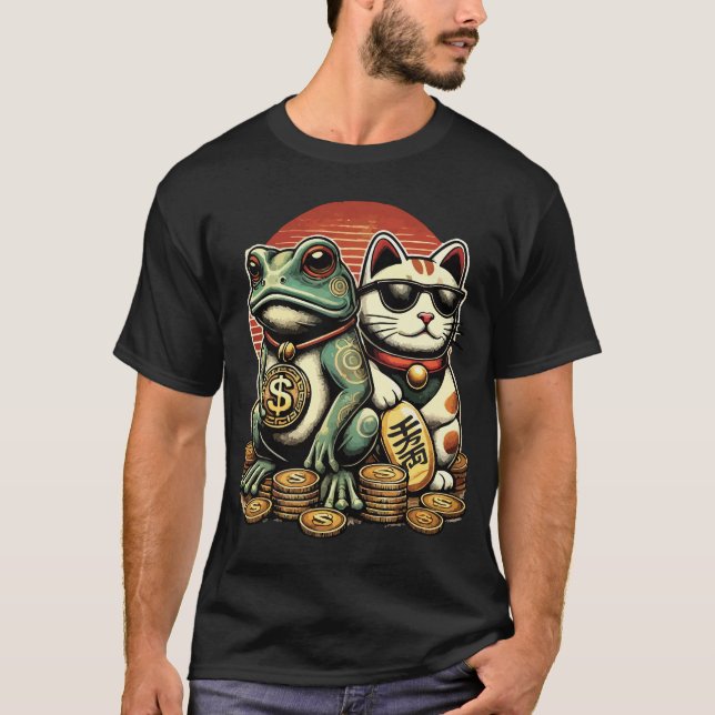 Maneki Neko och Jin Chan - Tur och välstånd T Shirt (Framsida)