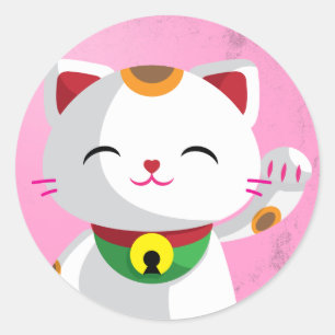 Maneki Neko Runt Klistermärke