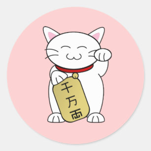 Maneki Neko Runt Klistermärke