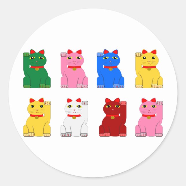 maneki neko runt klistermärke (Framsida)