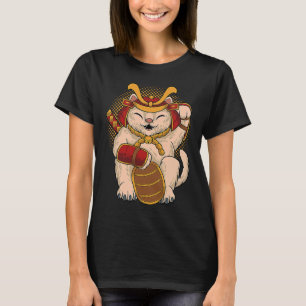 Maneki Neko Samurai Japan Lucky Cat Lucky Money ON T Shirt