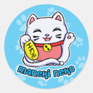 Maneki Neko turkatt Runt Klistermärke