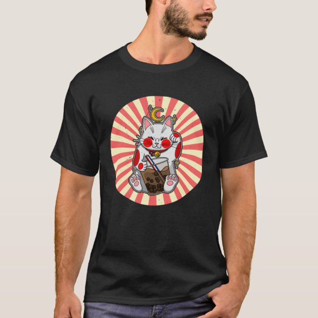 Maneki Neko Waving Japan Feng Shui Bubble Drink  1 T Shirt (Framsida)