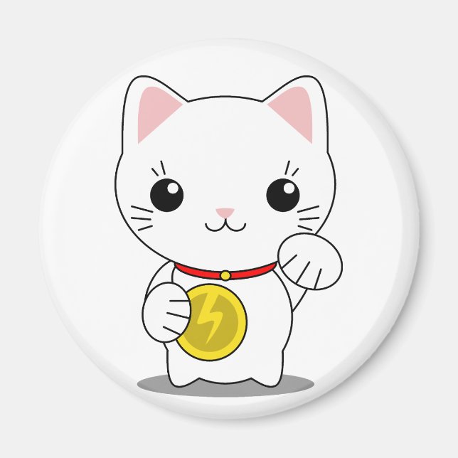 Maneki Neko - White Lucky Cat Magnet (Framsidan)