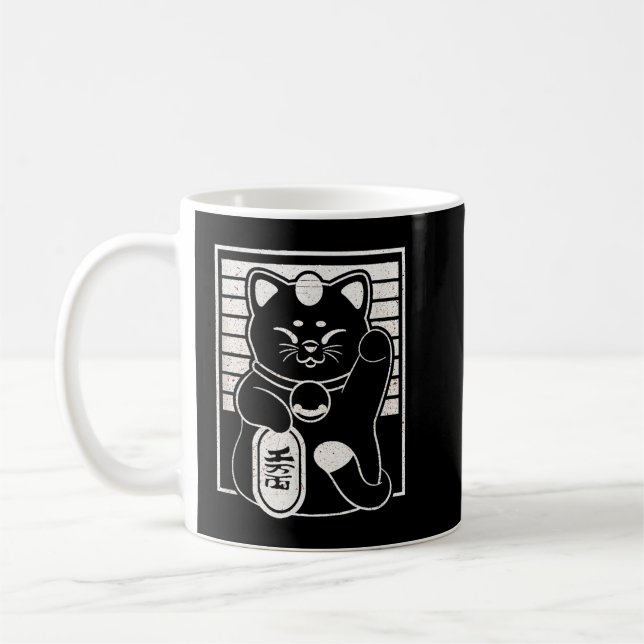 Maneki nekos lucky cats japanese style anime desig kaffemugg (Vänster)