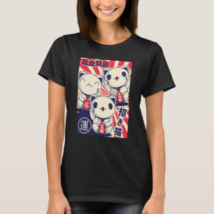 Maneki Nekos Lucky Cats Lycka till Feng Shui Japan T Shirt