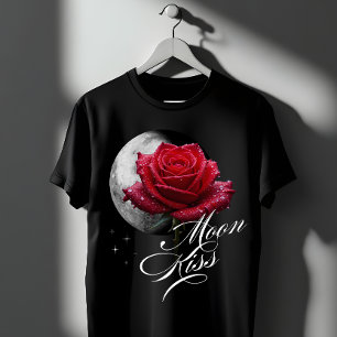 Månekysst Rosa & Romantisk Fullmåne Konst T Shirt