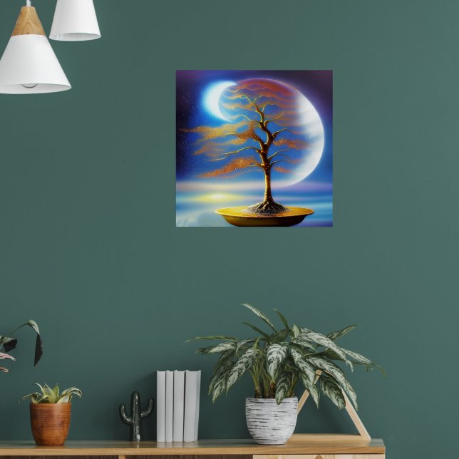 Månelandskapsbonsai Poster (Vardagsrum 1)
