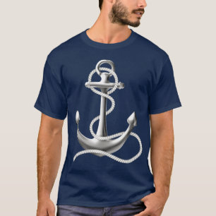 Manen ankrar den nautiska t-skjortan den marinblåa t shirt