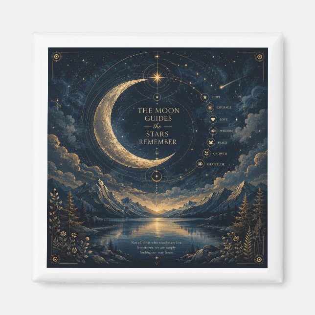 Månen Guider | Celestial Moon & Stars Konst Magnet (Framsidan)