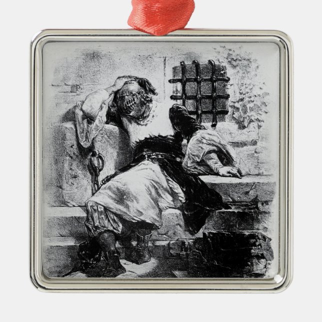 Manen i järn maskerar i hans fängelse julgransprydnad metall (Framsidan)