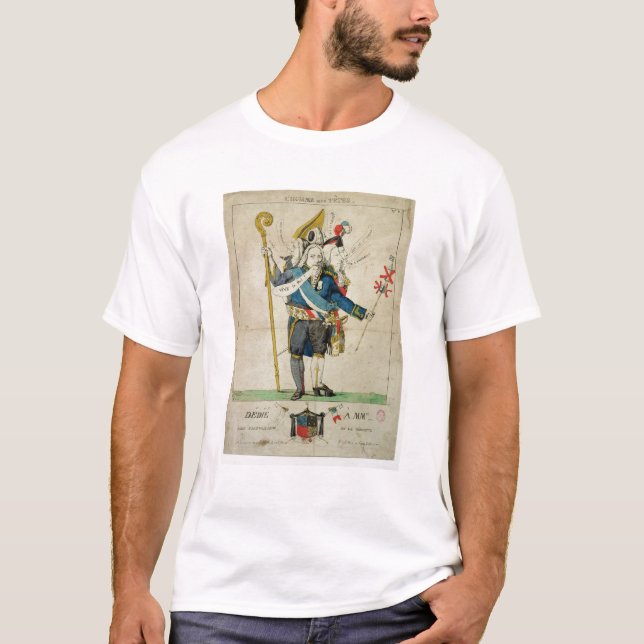 Manen med sex Heads',-karikatyr av Charles Tee Shirt (Framsida)