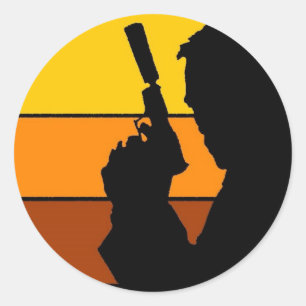 Manen med vapensilhouetten runt klistermärke