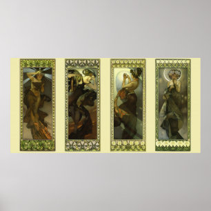Månen och stjärnorna av Alphonse Mucha Affisch