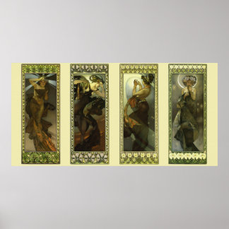 Månen och stjärnorna av Alphonse Mucha Affisch