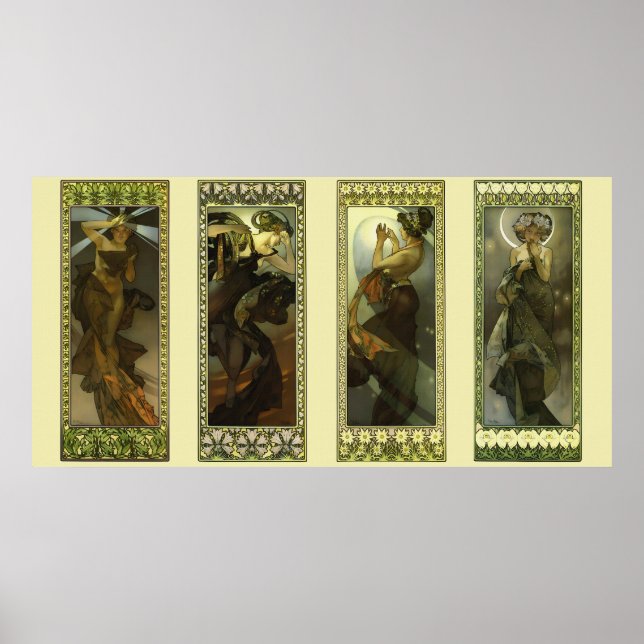 Månen och stjärnorna av Alphonse Mucha Affisch (Framsidan)