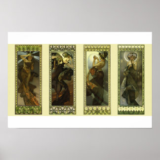 Månen och stjärnorna av Alphonse Mucha Affisch