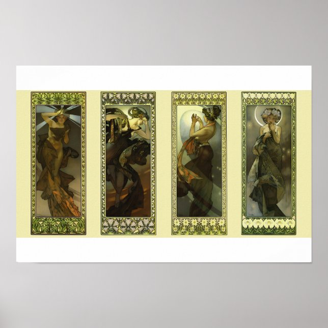 Månen och stjärnorna av Alphonse Mucha Affisch (Framsidan)