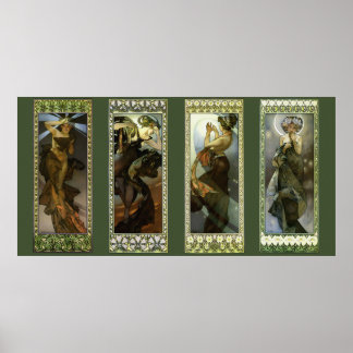 Månen och stjärnorna av Alphonse Mucha Affisch