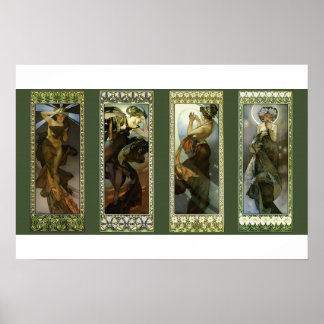 Månen och stjärnorna av Alphonse Mucha Affisch