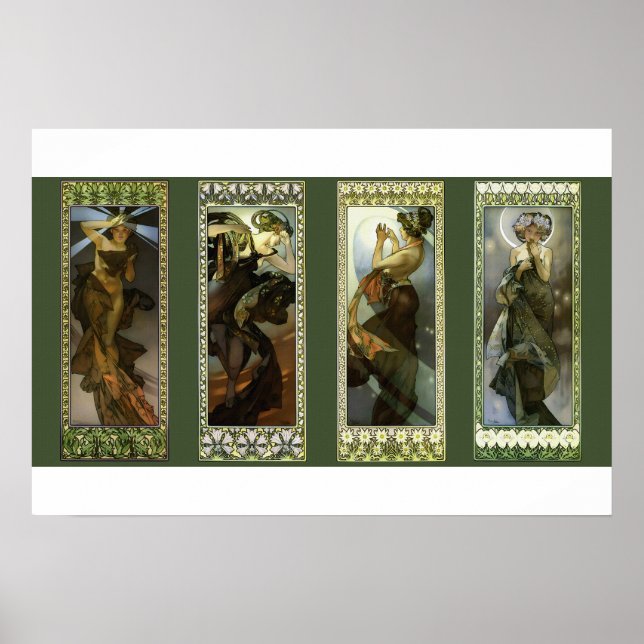 Månen och stjärnorna av Alphonse Mucha Affisch (Framsidan)