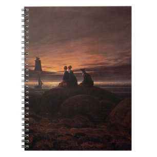 Månen stigning över havet, 1822 (olja på kanfas anteckningsbok med spiral