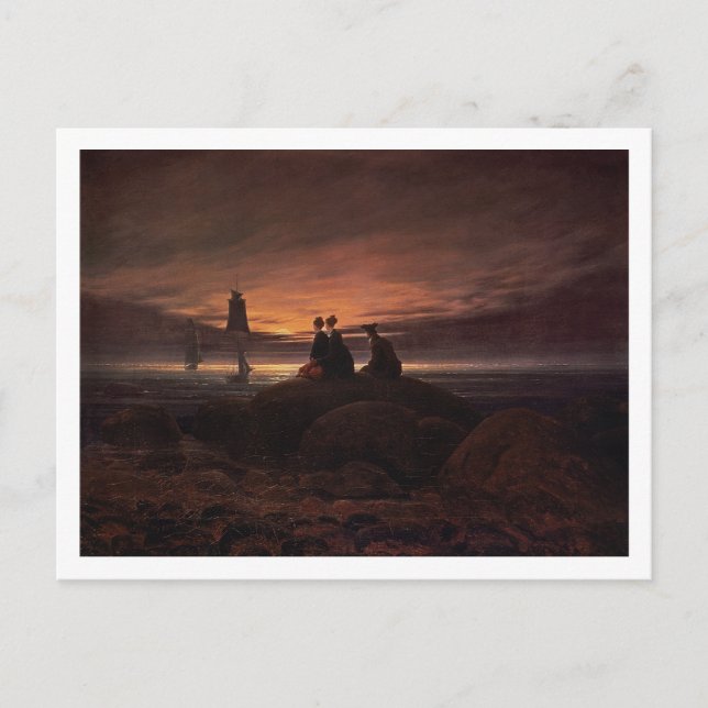 Månen stigning över havet, 1822 (olja på kanfas) vykort (Framsida)