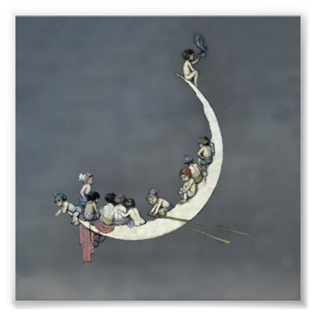 “Månens första resa” av W Heath Robinson Fototryck (Framsidan)