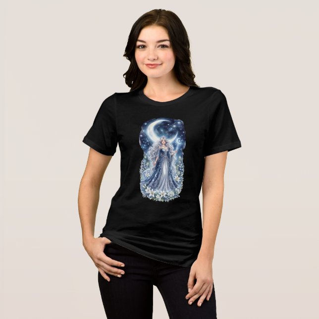 Måneprinsessa Celestial Fantasy Watercolor Art T Shirt (Framsida Full)