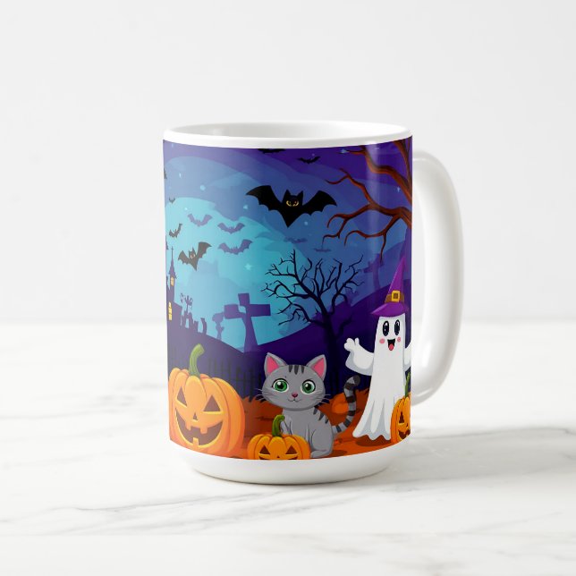 Månesken Halloween-scen och pumpor 🏚️ Kaffemugg (Framsida höger)