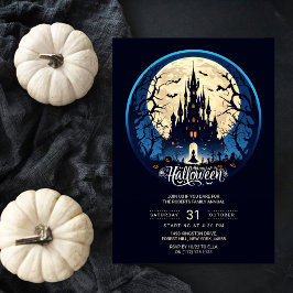 Måneskensköld Halloween-fest i spökslott inbjudan
