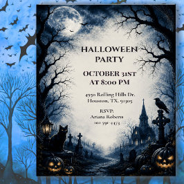 Måneskensköld Halloweenfest på en spökkyrkogård Inbjudningar