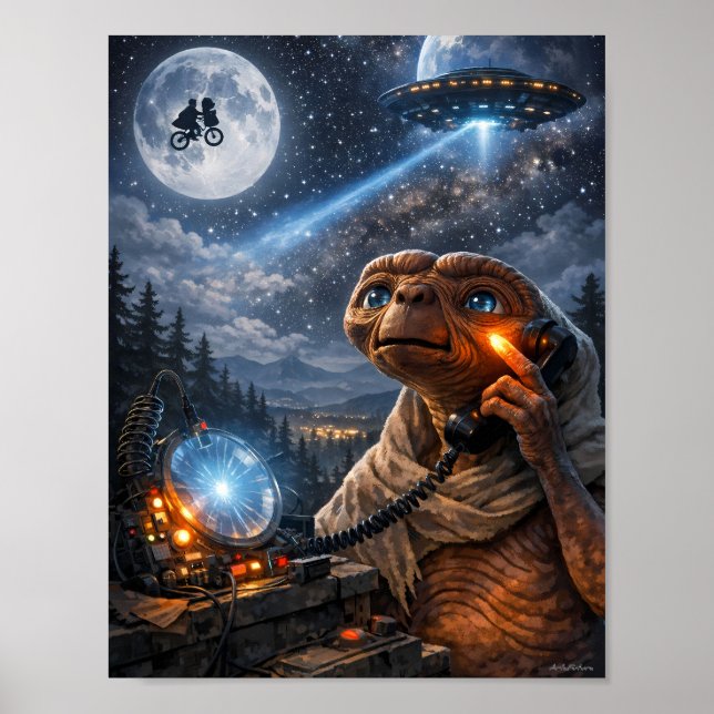 Måneskenskontakt med utomjording Science Fiction D Poster (Framsidan)
