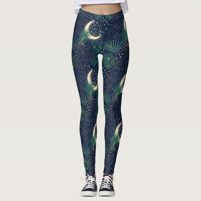 Måneskogsutskrift Leggings (Framsida)
