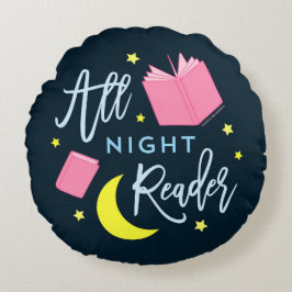 Månestjärnor och rosabokar all nattavläsare rund kudde