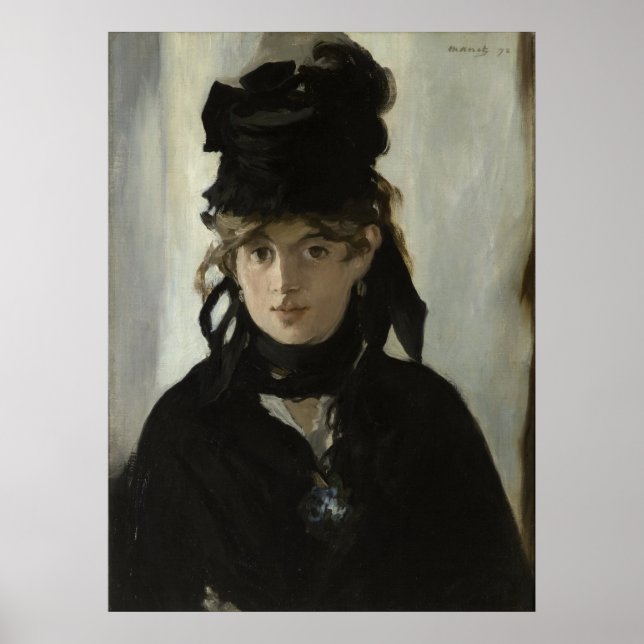 Manet Berthe Morisot med en Bouquet Violets Poster (Framsidan)