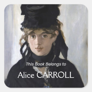 Manet - Berthe Morisot med en bukett av violetta Fyrkantigt Klistermärke