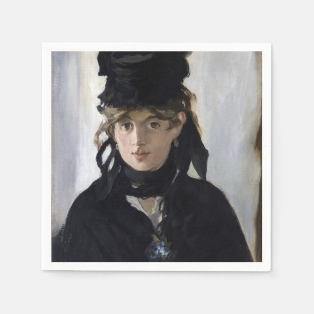 Manet - Berthe Morisot med en bukett av violetta Pappersservett (Framsidan)