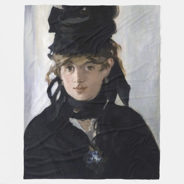 Manet - Berthe Morisot med en bukett violer Fleecefilt (Framsidan)