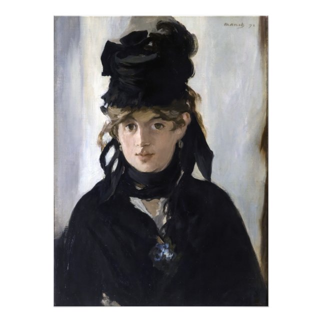 Manet - Berthe Morisot med en bukett violer Fototryck (Framsidan)