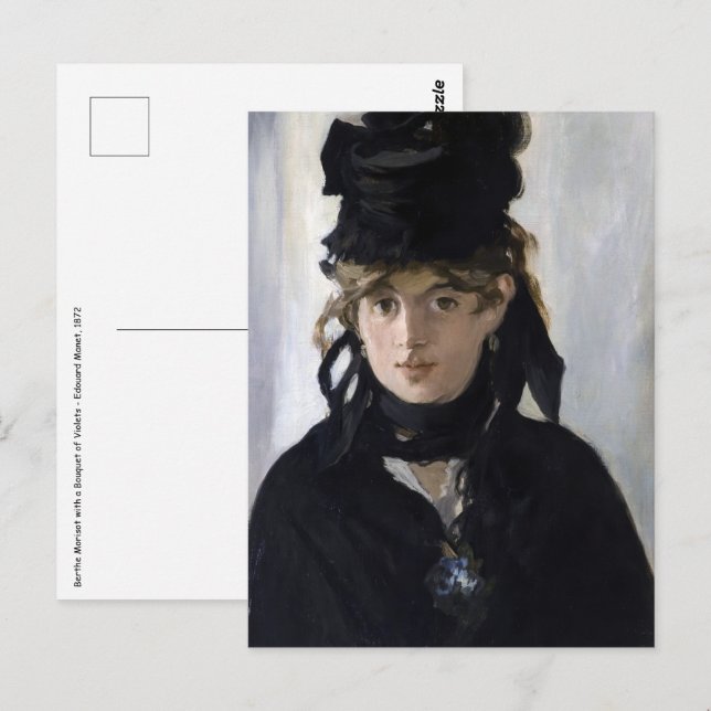 Manet - Berthe Morisot med en bukett violer Vykort (Fram/baksida)