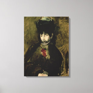Manet Berthe Morisot som ha på sig en skyla, Canvastryck