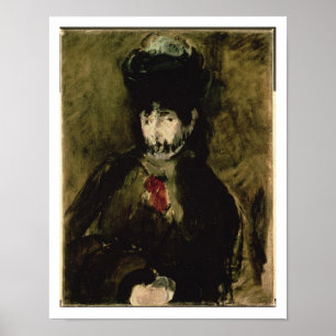 Manet Berthe Morisot som ha på sig en skyla, Poster