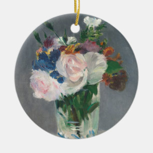 Manet blommar i en Crystal vas, c.1882 Julgransprydnad Keramik