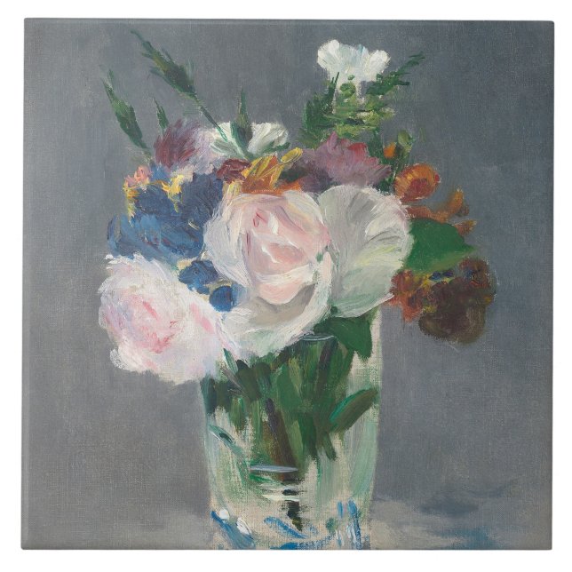 Manet | blommar i en Crystal vas, c.1882 Kakelplatta (Framsidan)