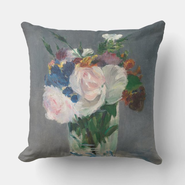 Manet | blommar i en Crystal vas, c.1882 Kudde (Framsida)