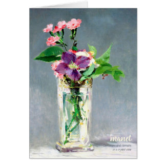 Manet Carnations och Clematis Blommigt-hälsningsko Hälsningskort