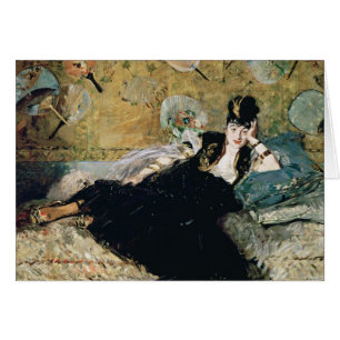 Manet damen med fläktar hälsningskort